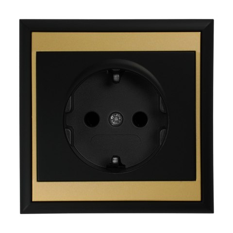 Gniazdo pojedyncze p/t 2P+Z, Schuko Luna, 16A, 250V, PT-17L, czarny/złoty