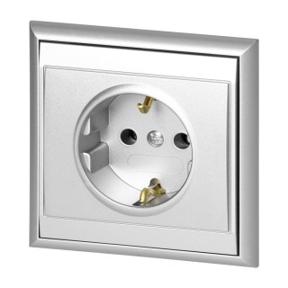 Gniazdo pojedyncze p/t 2P+Z, Schuko Luna, 16A, 250V, PT-17L, srebrny