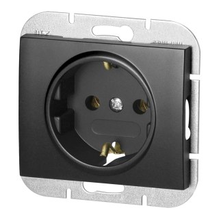 Gniazdo pojedyncze p/t 2P+Z Schuko Onyx, 16A, 250V, PT-17O, czarny