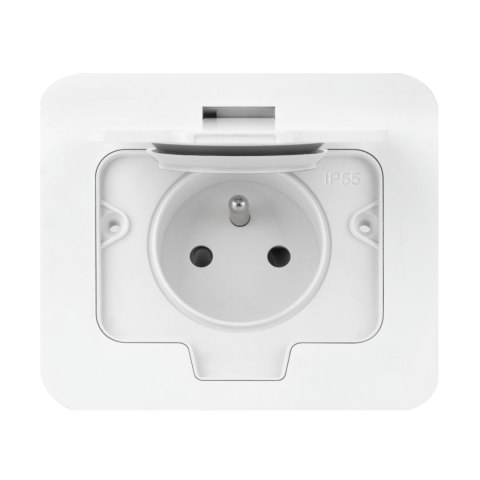 Hermetyczne gniazdo elektryczne prostokątne, IP55, 1x2P+Z(French), białe