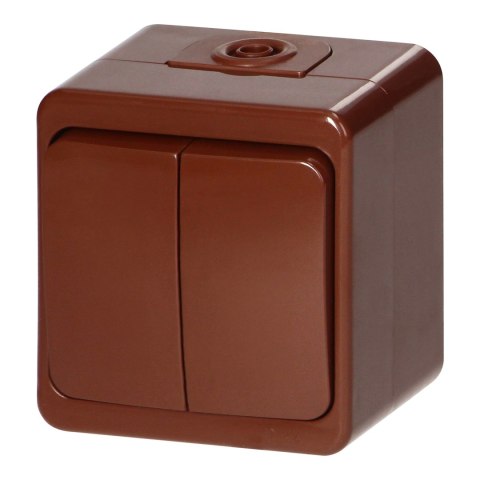 Łącznik podwójny n/t 10A, 250V, świecznikowy IP44, SMART, brązowy