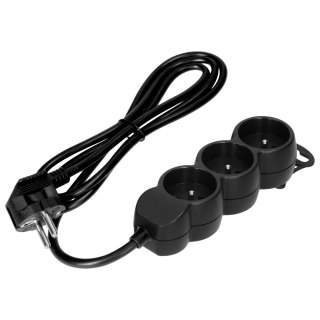 Przedłużacz 3x2P+Z,1,4m, 3x1mm?, czarny