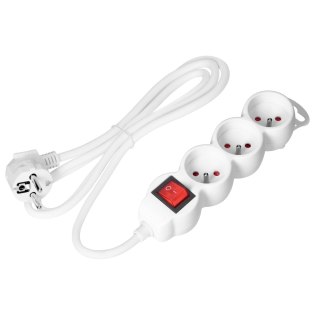 Przedłużacz 3x2P+Z,ON/OFF,1,4m, 3x1mm?, biały