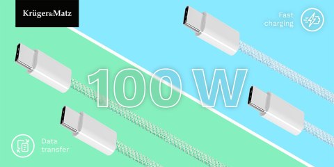 Kabel USB typu C - USB typu C 100 W 1,5 m niebieski Kruger&Matz Basic