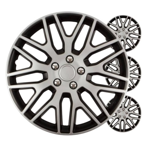 Kołpaki samochodowe 4szt. komplet dakar czarno srebrne 15" cali color box