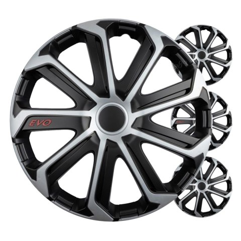 Kołpaki samochodowe 4szt. komplet evo czarno srebrne 14" cali color box