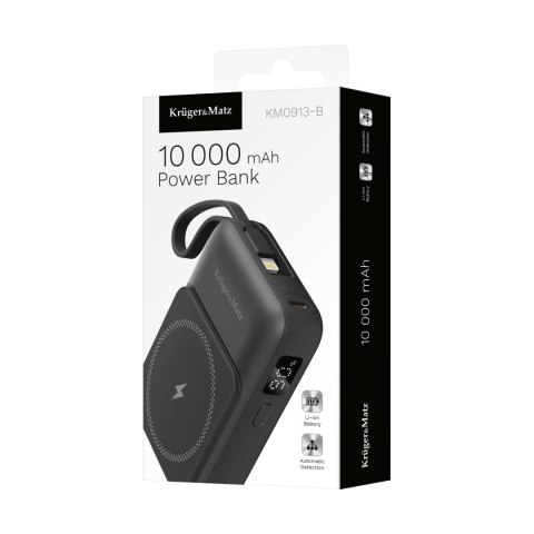 POWERBANK indukcyjny Kruger&Matz 10000 mAh Mag Safe z kablem czarny