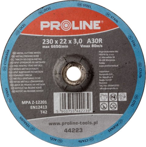 Tarcza do cięcia metalu wyp. t42, 125x2.5x22a36s proline