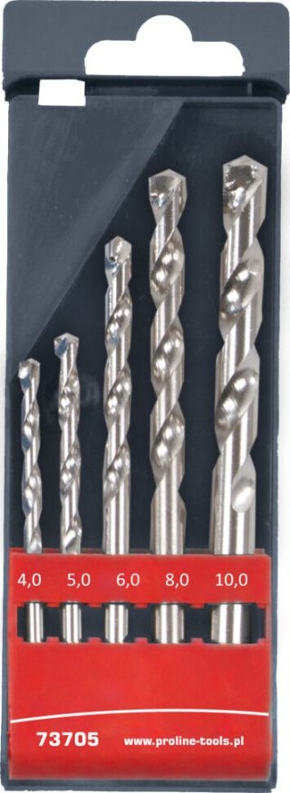 Wiertła do betonu szt.5 (4-10mm) pudełko plastikowe proline