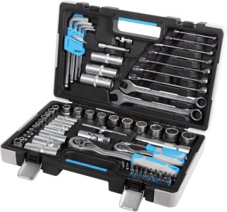 Zestaw 91 szt. nasadki 1/2" 1/4", bity, klucze crv
