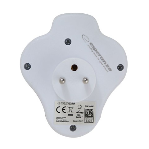 ELK304W Esperanza rozgałęźnik elektr. 3 gn. wł. biały