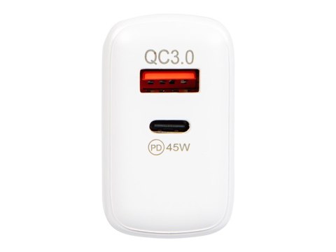 76-029# Ładowarka sieciowa gniazdo usb + usb-c pd 45w gan
