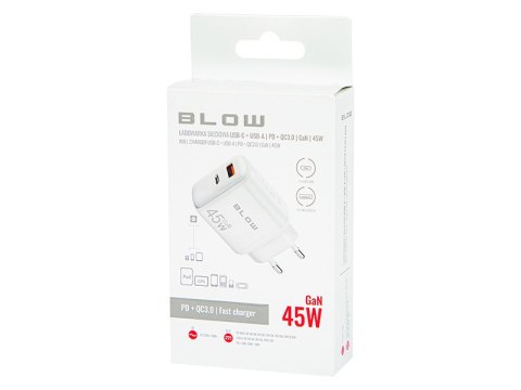 76-029# Ładowarka sieciowa gniazdo usb + usb-c pd 45w gan