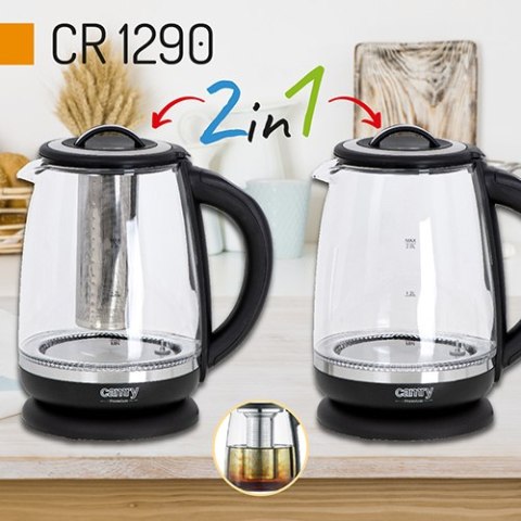 CR 1290 black Czajnik szklany 2,0 l z zaparzaczem oraz regulacją temp.