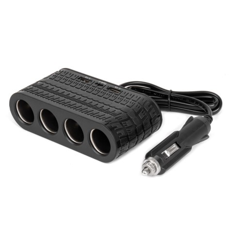 Rozdzielacz gniazda zapalniczki z ładowarką 2x usb-a 1x usb-c 12v 24v 120w 80cm amio-04367