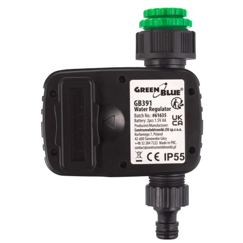 Elektroniczny sterownik nawadniania GreenBlue, programator, zasilanie 2x 1,5V AA, GB391