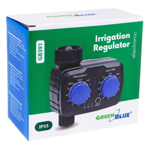 Elektroniczny sterownik nawadniania GreenBlue, programator, zasilanie 2x 1,5V AA, GB391
