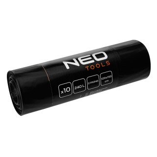 Worki budowlane 240 L, czarne, 10 sztuk, 60 mic