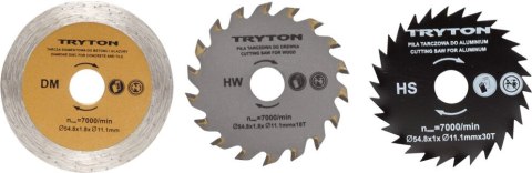 Zestaw tarczy hss+tct+diamentowa do przecinarki tpw500k - 3 szt