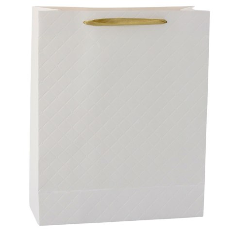 Torba Prezentowa Papierowa Biała Elegancka Złote Kropki 32 x 26 x 12cm