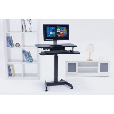 Biurko elektryczne Maclean, regulacja wys., stolik, stacja robocza, do pracy stojąco siedzącej, max wys 122cm, max 37 kg, MC-835