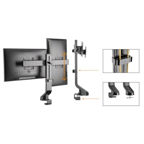 Uchwyt biurkowy na dwa monitory / podwójny Maclean, vesa 75x75 100x100, 17"-27", max 14kg, MC-854
