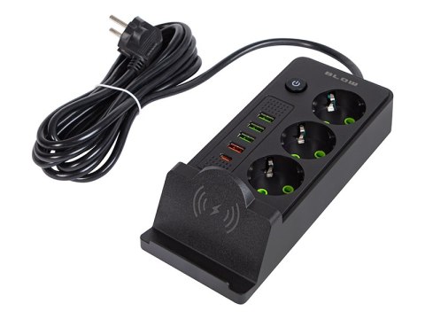 98-237# Przedłużacz sieciowy ps-350u 3-gniazda 4xusb+usb-pd 3m czarny 3x1mm