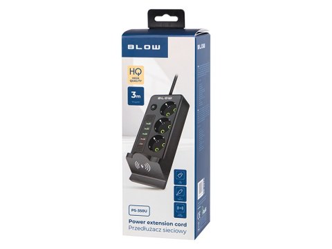 98-237# Przedłużacz sieciowy ps-350u 3-gniazda 4xusb+usb-pd 3m czarny 3x1mm