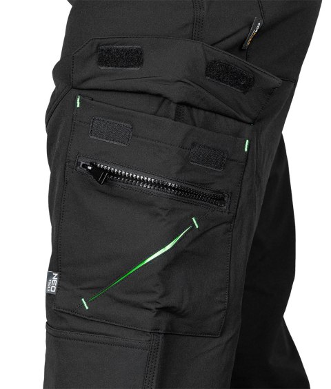 Spodnie robocze Mix&Match, 4 way stretch, z kaburami, Cordura, czarne, rozmiar XXL