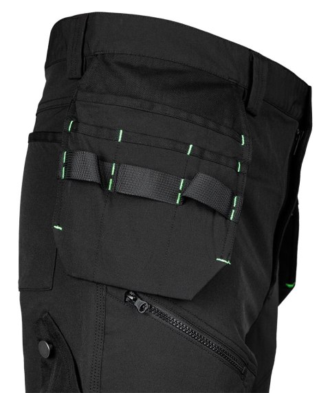 Spodnie robocze Mix&Match, 4 way stretch, z kaburami, Cordura, czarne, rozmiar M