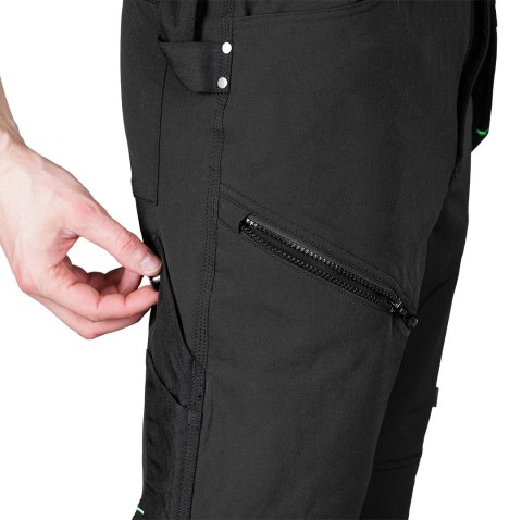 Spodnie robocze Mix&Match, 4 way stretch, z kaburami, Cordura, czarne, rozmiar M
