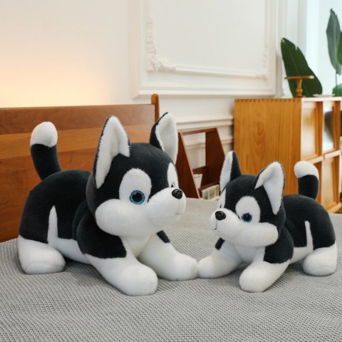 Pluszowa Maskotka Przytulanka Piesek Husky Czarno-Biały 30cm