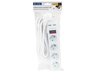 98-784# Przedłużacz sieciowy pr-470wsp/usb 4-gniazda+usb z uziemieniem+wyłącznik 3m biały 3x1,5mm
