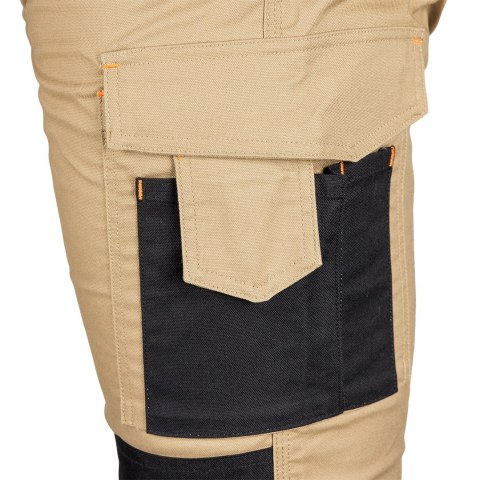 Spodnie robocze Mix&Match, Canvas, wzmocnienia z Cordury, beżowo-czarne, rozmiar M