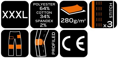 Spodnie robocze Mix&Match, szaro-czarne, rozmiar XXXL