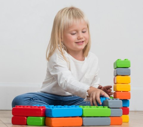 Klocki budowlane cegła junior 40 elementów okna + drzwi