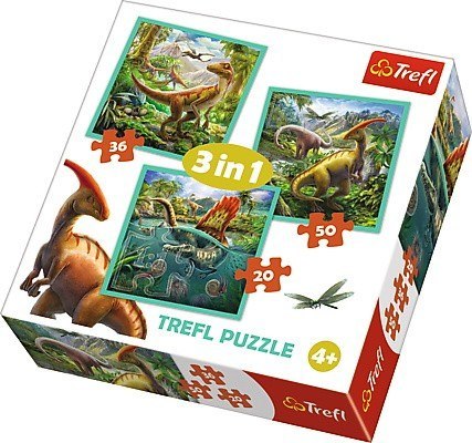 Puzzle 3w1 - niezwykły świat dinozaurów