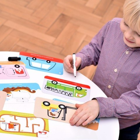 Zestaw edukacyjny pojazdy zabawy kreatywne z pisakiem zmazywakiem