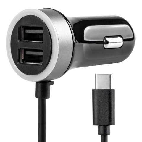 Ładowarka samochodowa 12v 24v usb-c + 2x usb 2.4a pro-3 amio-02058