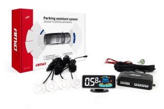 Zestaw czujników parkowania czujniki cofania led graf 4 sensory białe amio-01563