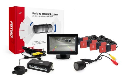 Zestaw czujników parkowania tft01 4,3" z kamerą hd-301-ir 4 sensory czarne wewnętrzne