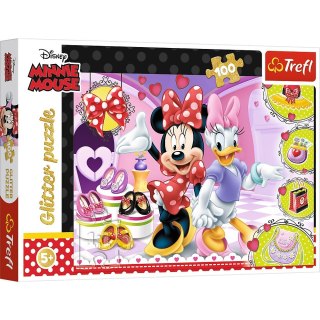Puzzle 100 elementów glitter minnie i błyskotki