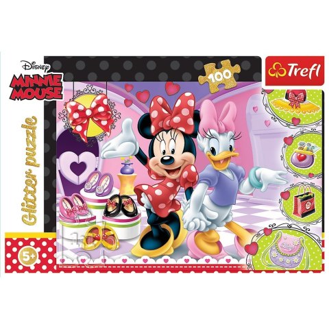 Puzzle 100 elementów glitter minnie i błyskotki