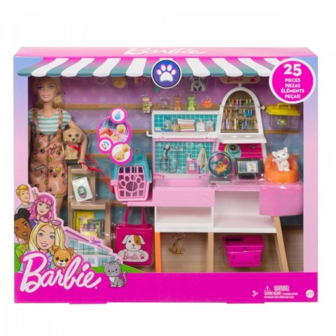 Zestaw z lalką barbie sklepik-salon dla zwierzaków