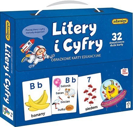 Gra litery i cyfry obrazkowe karty edukacyjne
