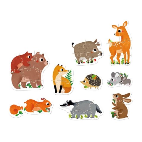 Puzzle progresywne - zwierzątka w lesie