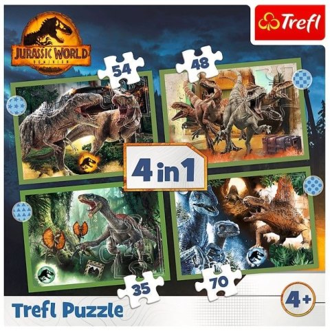 Puzzle 4w1 groźne dinozaury jurassic world