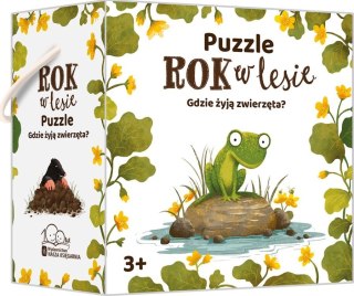 Puzzle rok w lesie. gdzie żyją zwierzęta