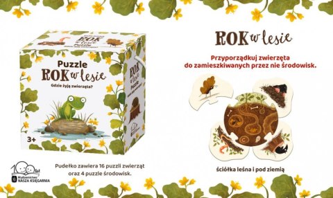 Puzzle rok w lesie. gdzie żyją zwierzęta