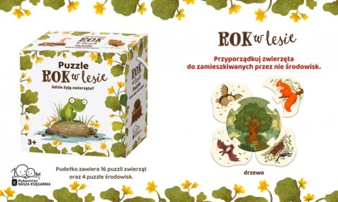 Puzzle rok w lesie. gdzie żyją zwierzęta